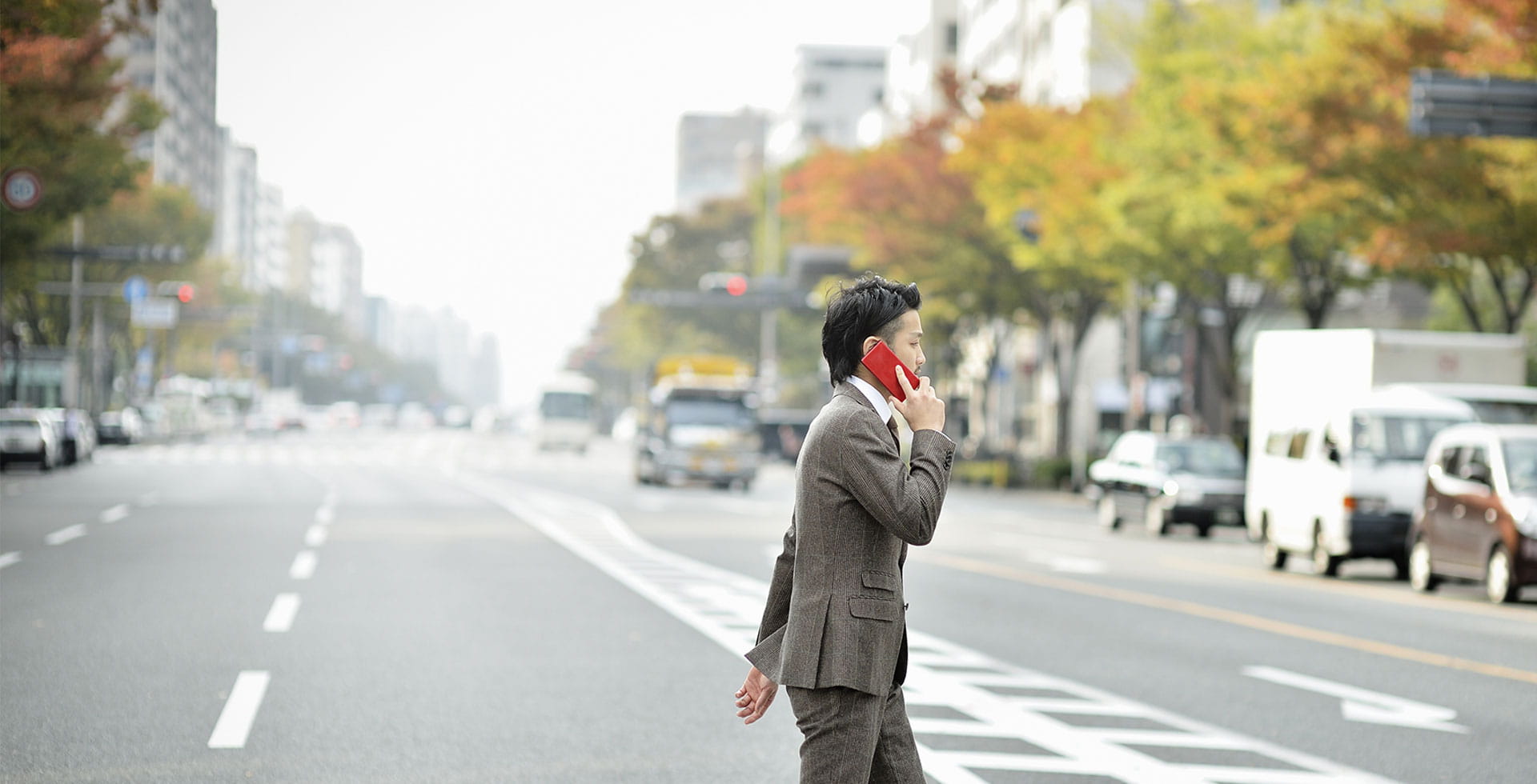 Man crossing street